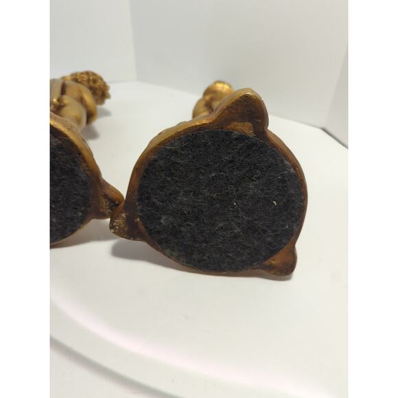 Set Of 2 VTG Gold Cherub Candleholder Candle Stick Chalk ware 13” - Picture 10 of 12